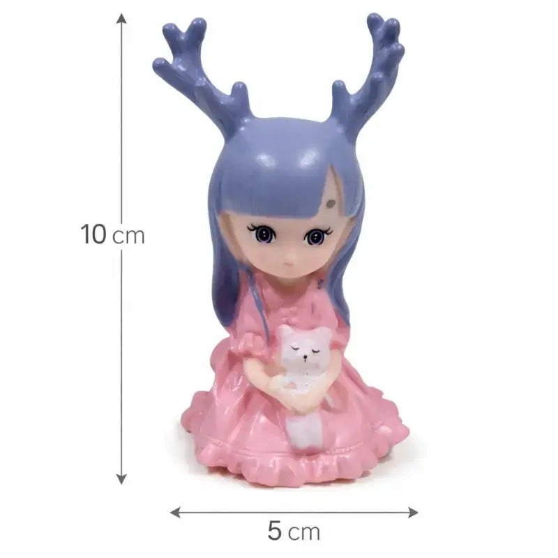 Cute Deer Girl Cake Topper With Bunny – Princess Theme Decoration Heavy Rubber Ctt072