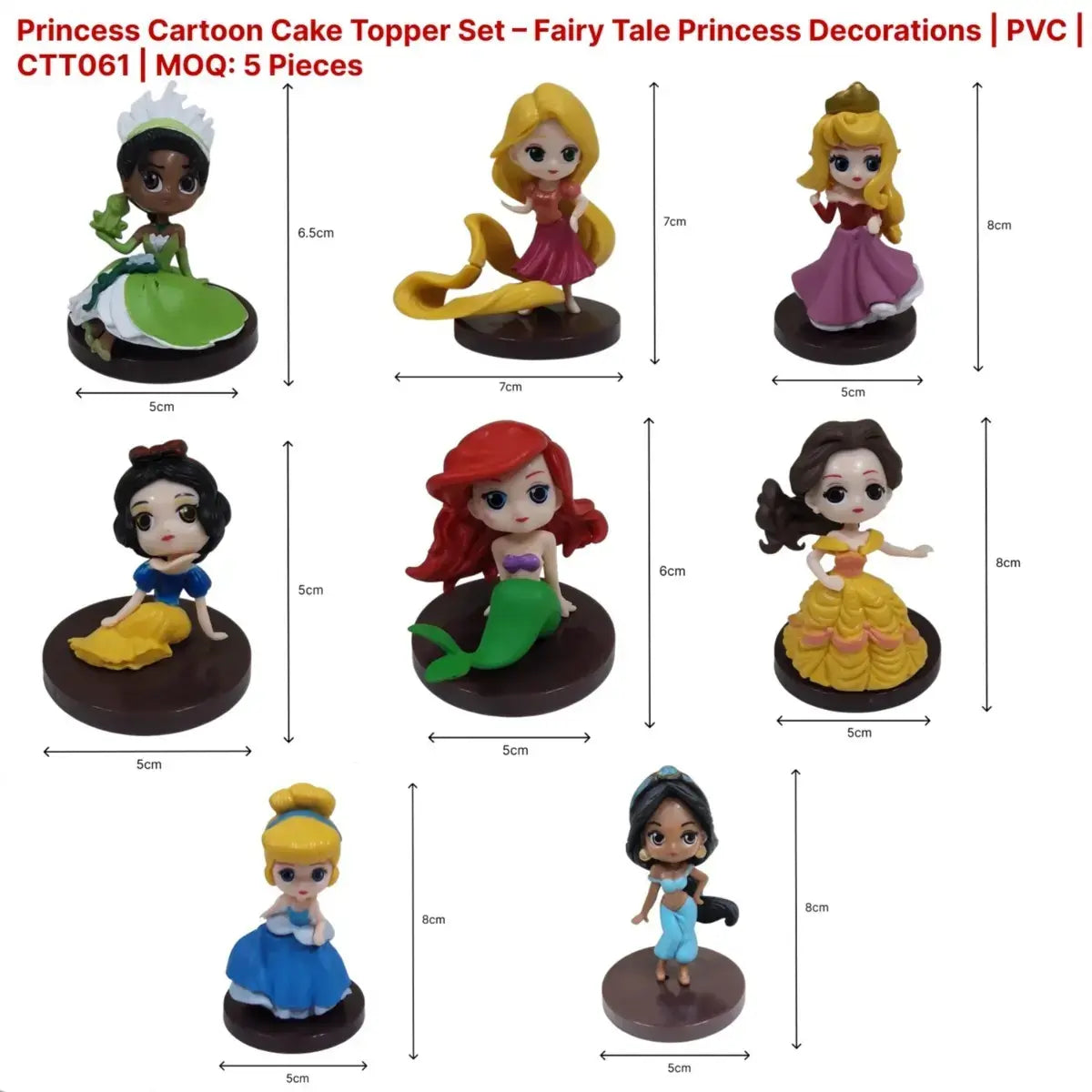 Princess Cartoon Cake Topper Set – Fairy Tale Princess Decorations Pvc Ctt061