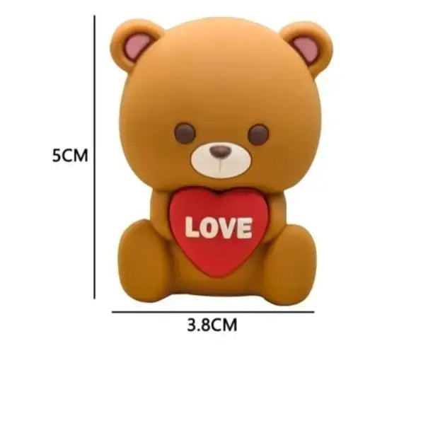 Mini Love Bear Cake Topper – Cute Brown Bear Holding Heart Ctt046A