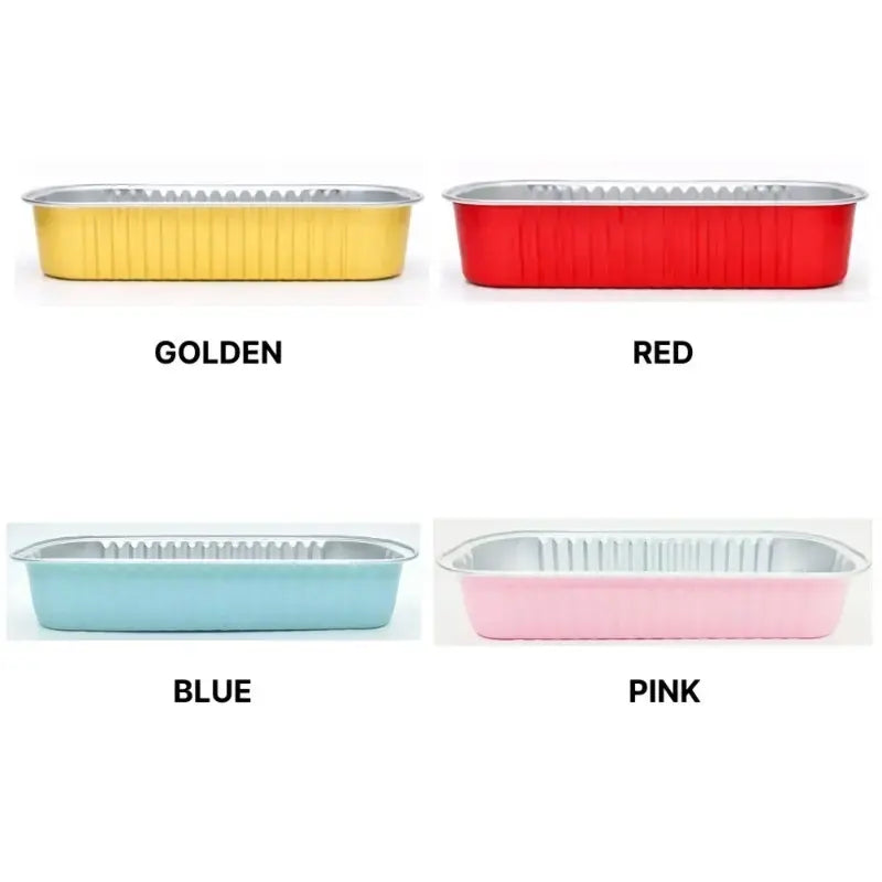 Multicolour 200Ml Rectangular Foil Container With Lid 100 Pieces Pack – Bake N Serve Cups Cl087