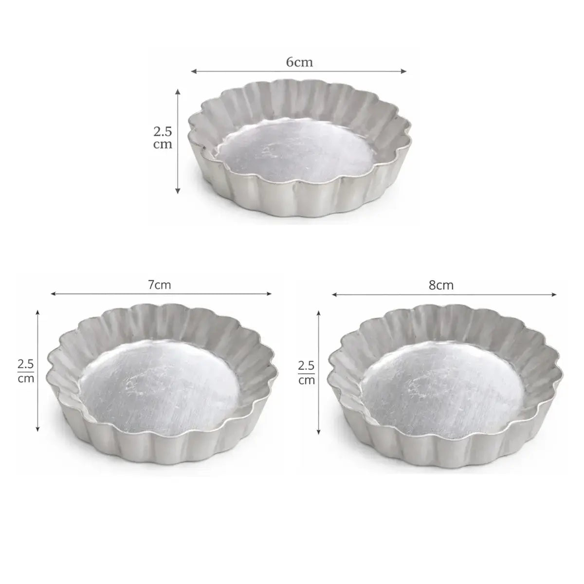 Fluted Aluminium Egg Tart Mold Set 6 7 8 Cm – Mini Pie Tart Baking Mould