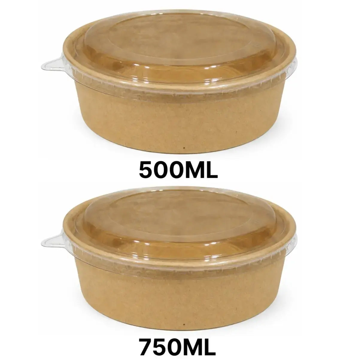 500Ml 750Ml Round Kraft Paper Food Container With Lid – Heavy Cardboard Bowl Pack Of 50 Cl084 Ets