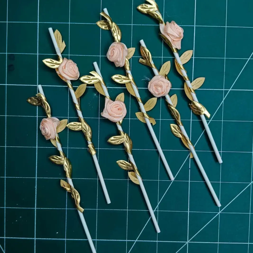 6Pcs Flower Cake Insert Flower Cake Decorations Topper Cream Tpr053