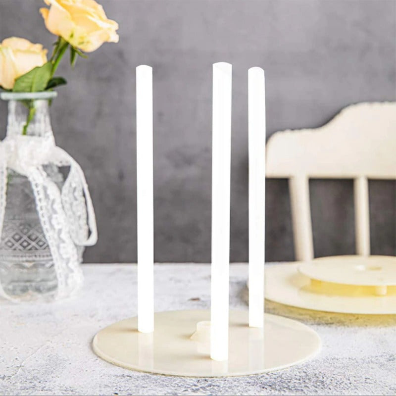 8 In 1 Plastic White Dowel Rods For Tiered Cake Construction