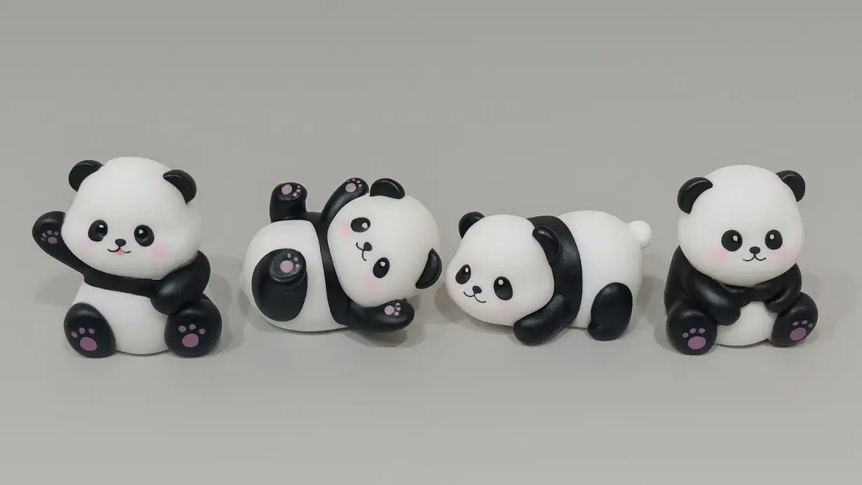 4 Piece Panda Cake Topper Set – Adorable Panda Poses For Kids Cakes Ctt045 Moq 5 Sets