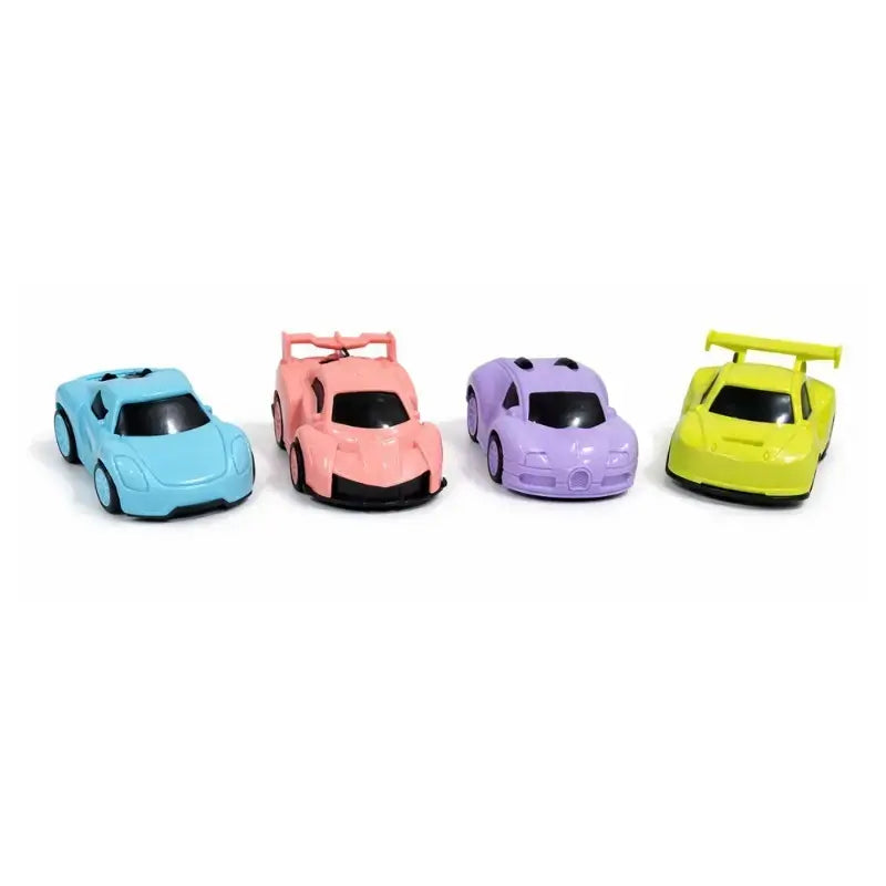 Mini Moving Car Cake Topper Set – 4 In 1 Toy Vehicle Pack Plastic Ctt073 Ets