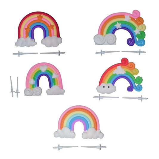 Multi Design Rainbow Topper With Sticks 10 Piece Packet Design 1 Moq 2 Packets Tpr129