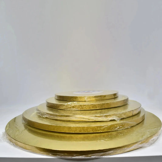 14 Inch Round Cake Drum Board – Gold, Black & White | Moq:10 Pieces