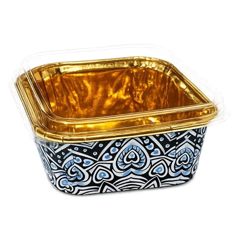 2603 6 Cl043 Premium Golden Inner Paper Baking Cups With Lids – Assorted Printed Design Pack Of 50 Ets