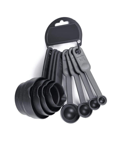 Plastic Measuring Spoon And Cup Set, 8-Pieces Black Moq 10 Pieces