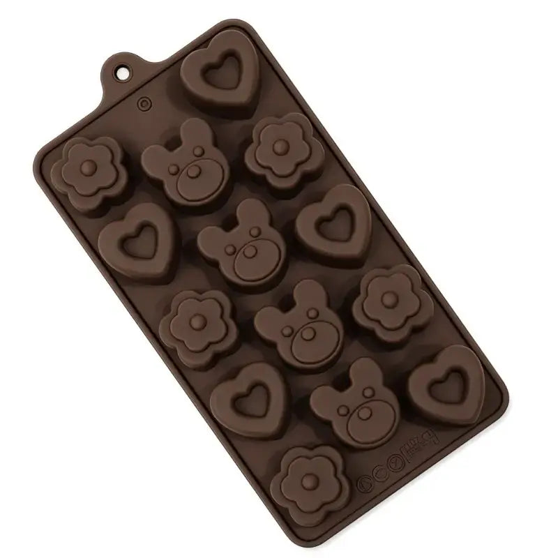 Cm249 Teddy Bear Heart Silicone Chocolate Mold Tray – Cute Candy Mold
