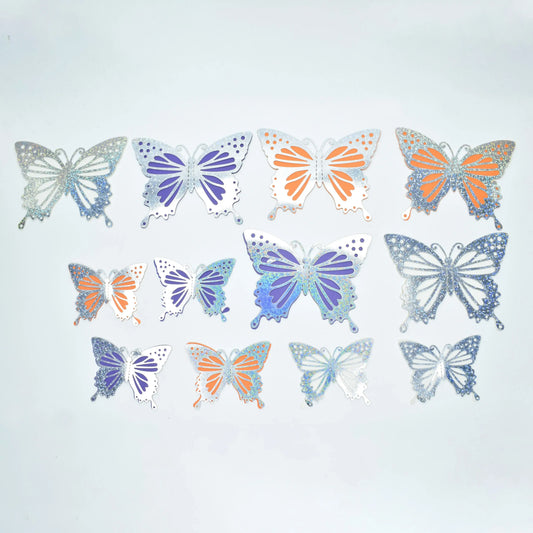 Silver Glitter Orange Purple Butterfly Cake Topper Moq 20 Packets Tpr157