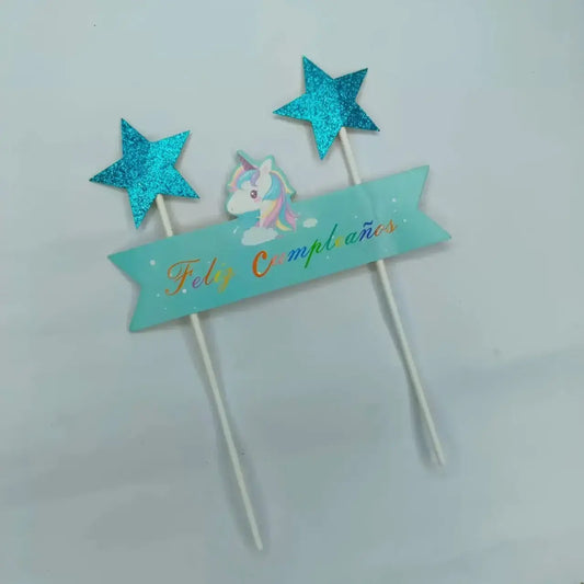 Multiple Design Feliz Cumpleaños Unicorn Rainbow Mermaid Giraffe Stars Cake Toppers Tpr091