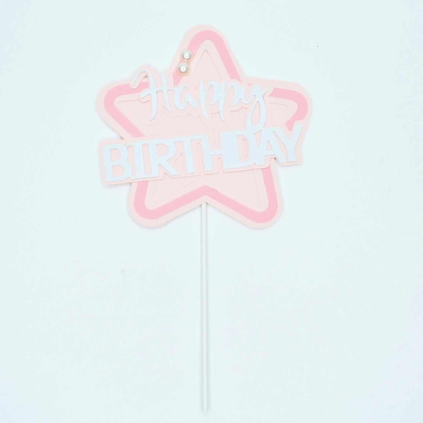 Multicolour Star Shaped Happy Birthday Cake Topper With Pearls Tpr161