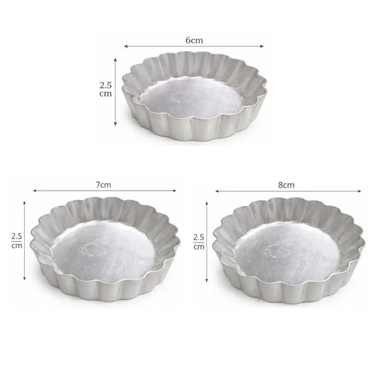 Fluted Aluminium Egg Tart Mold Set 6 7 8 Cm – Mini Pie Tart Baking Mould