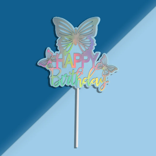 Blue Butterfly Happy Birthday Topper Tpr086