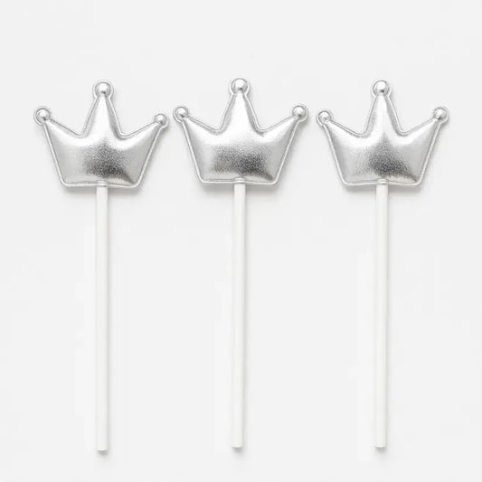 4 Pieces Crown Cake Topper Silver Moq 10 Packets Tpr198