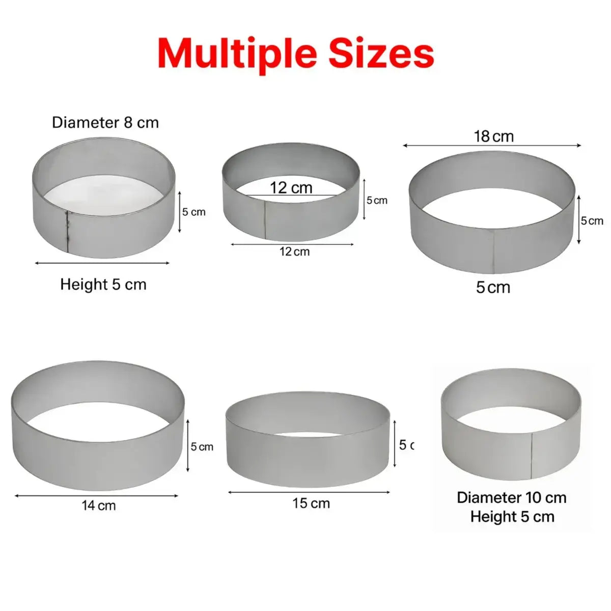 Multiple Sizes Round Cake Ring Mold – Stainless Steel Mousse Dessert Mold