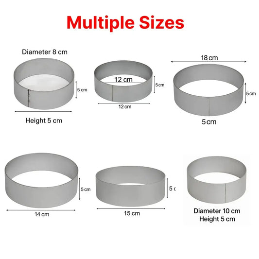 Multiple Sizes Round Cake Ring Mold – Stainless Steel Mousse Dessert Mold