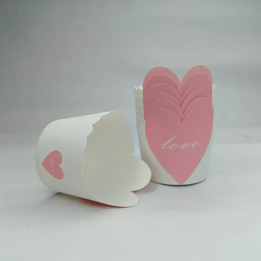 Heart Shape Muffin Cups 50Pcs Pkt Pink Ets Cl009