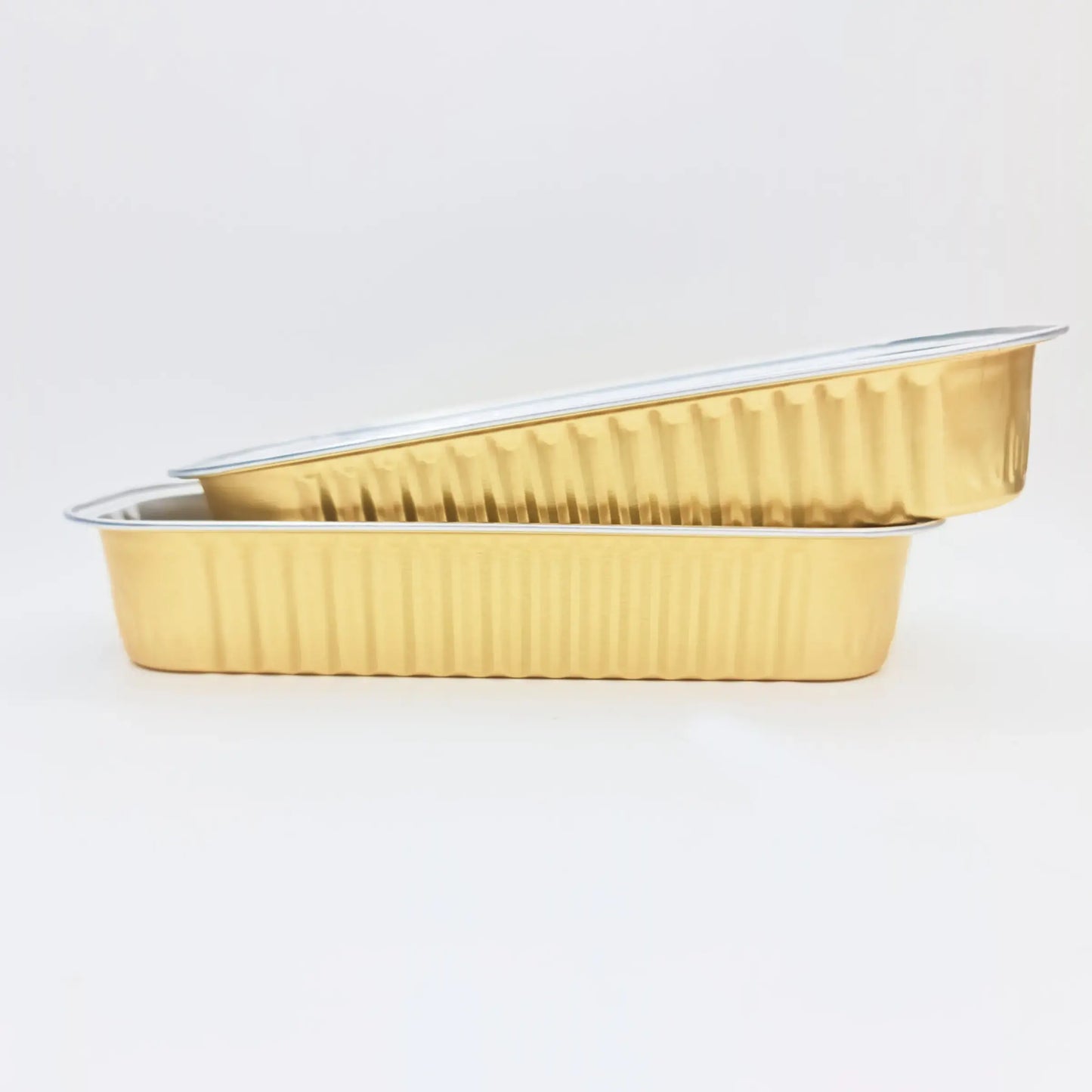 180Ml Golden Rectangular Foil Containers With Lid 125 Piece Pack Ets Cl073C