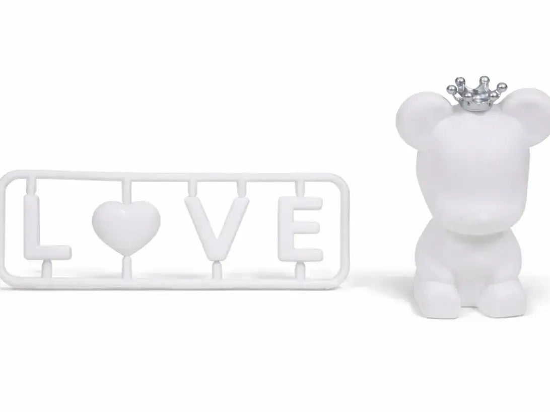 Love Bear Cake Topper Set – Crown Bear Love Sign Decoration Plastic Multicolour Ctt052