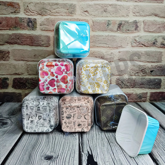 Muffin Cups Square 6 Design 50Pcs Pkt Cl061 Ets