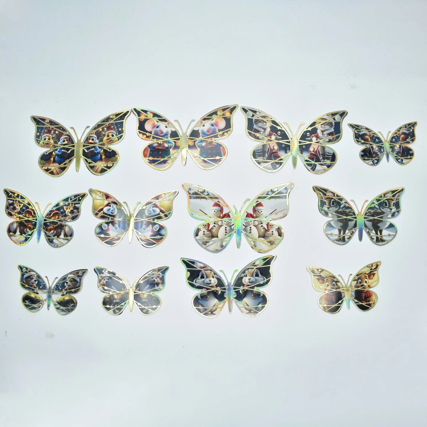 Christmas Themed Animal Print Butterfly Cake Topper Design 3 Moq 10 Packets Tpr158