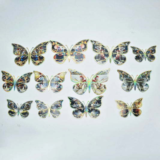 Christmas Themed Animal Print Butterfly Cake Topper Design 3 Moq 10 Packets Tpr158