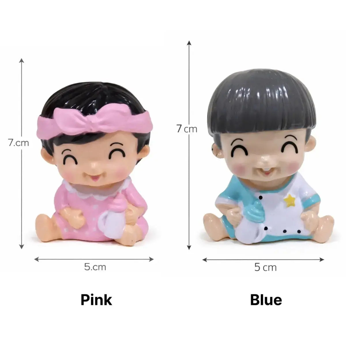 Ctt071 Cute Baby Cake Topper Set With Feeding Bottle – Boy Girl Figurines Plastic