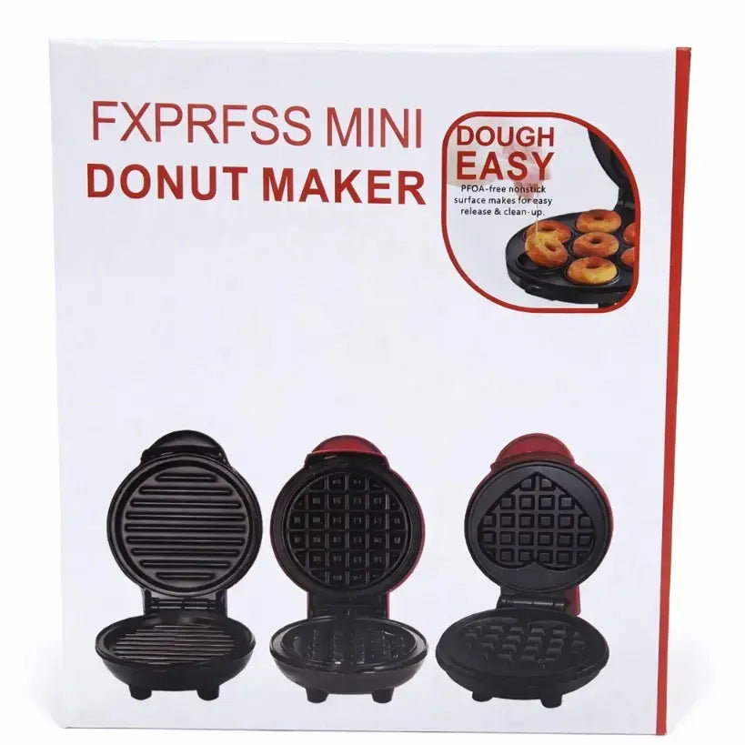 Mini Electric Waffle Maker 5 Inch – Non Stick Compact Breakfast Maker Red
