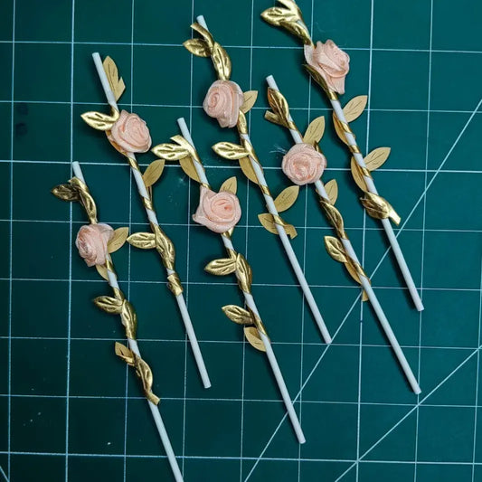6Pcs Flower Cake Insert Flower Cake Decorations Topper Cream Tpr053