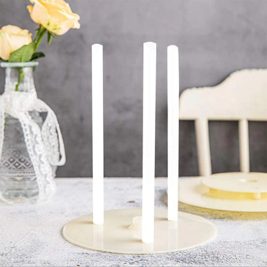 8 In 1 Plastic White Dowel Rods For Tiered Cake Construction