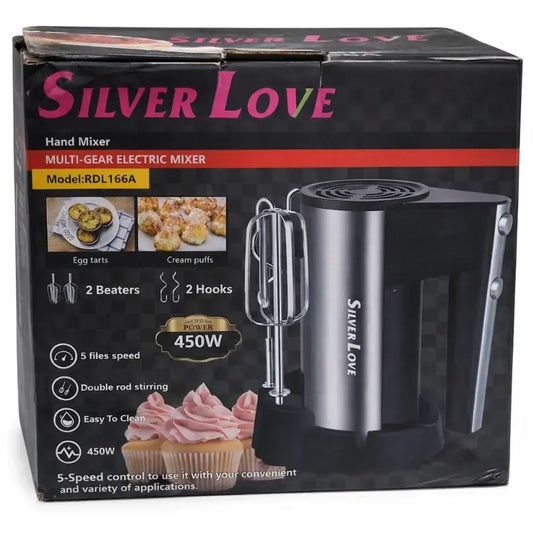 Silver Love Hand Mixer – 450W 5-Speed Electric Mixer | Rdl166A | Moq: 3 Pieces