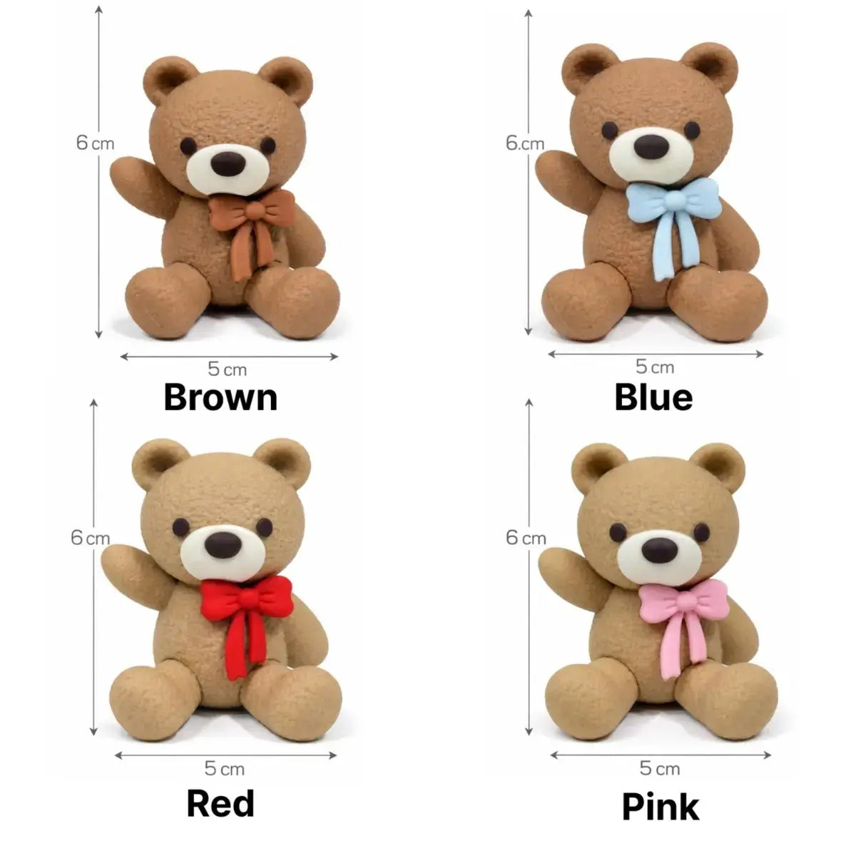 Cute Teddy Cake Topper Set – Bow Bear Decoration Heavy Rubber Ctt070