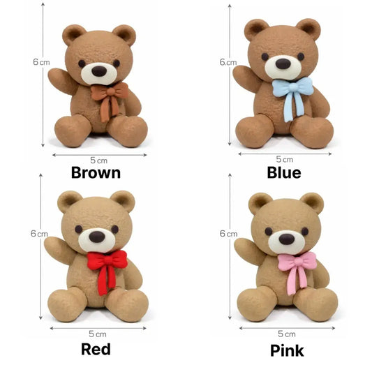 Cute Teddy Cake Topper Set – Bow Bear Decoration Heavy Rubber Ctt070