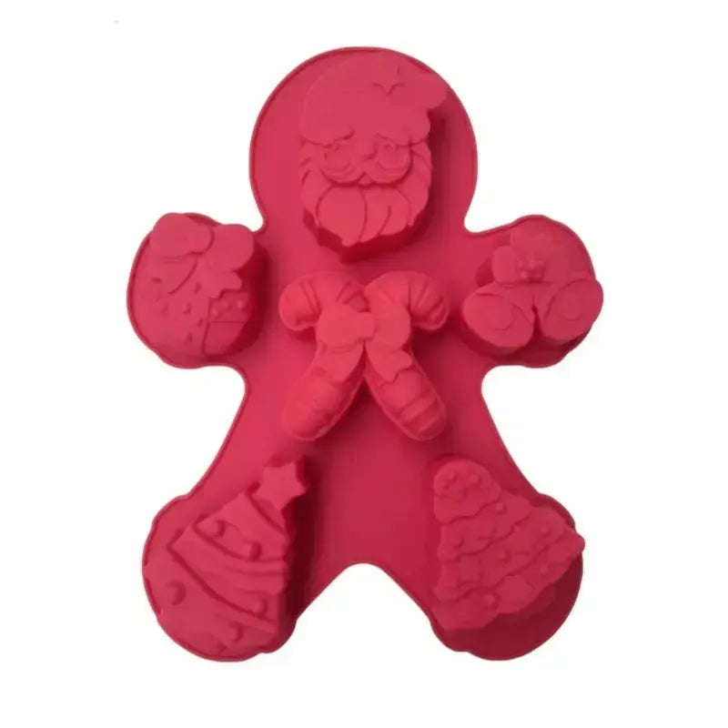6 Cavity Gingerbread Man Shaped Christmas Mold – Santa Gifts Bells Tree Elements Cm231