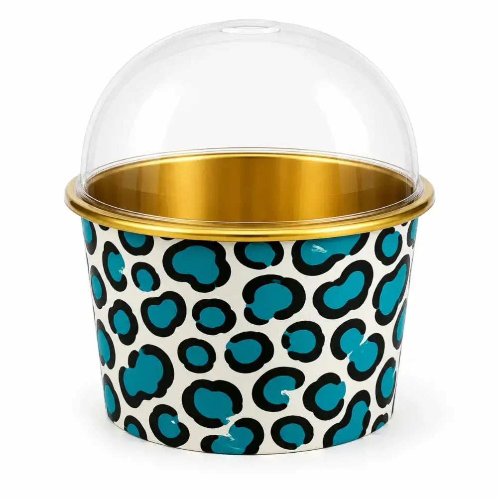 2603 13 Cl055 Round Animal Print Gold Premium Paper Baking Cups With Lid – Muffin Cups Pack Of 50 Ets
