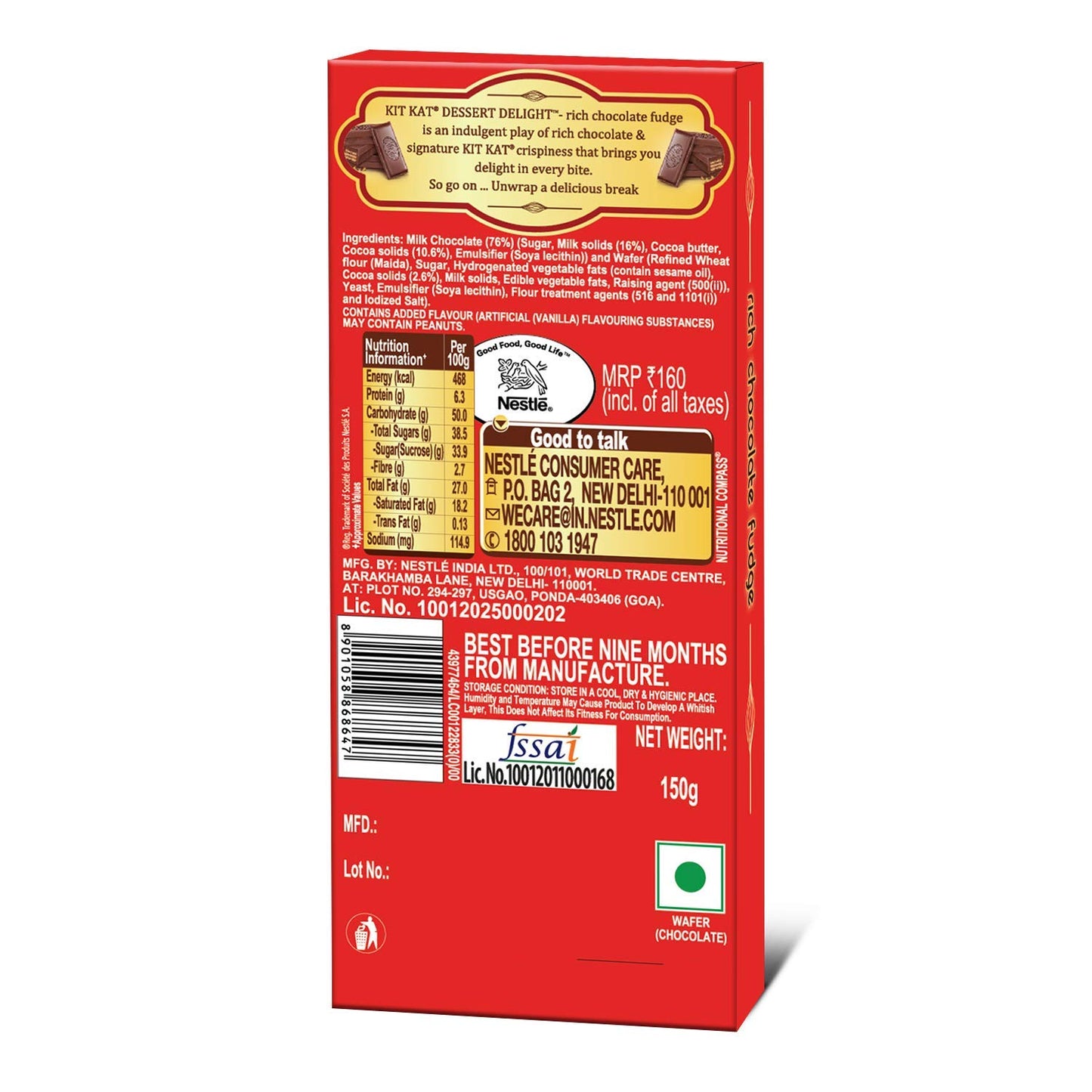 Kitkat Dsrt Cho Fudge 150G