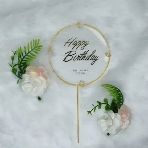 Round Happy Birthday Cake Topper Tpr072