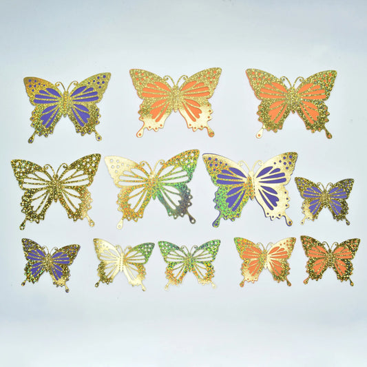Golden Glitter Orange Purple Butterfly Cake Topper Moq 20 Packets Tpr157