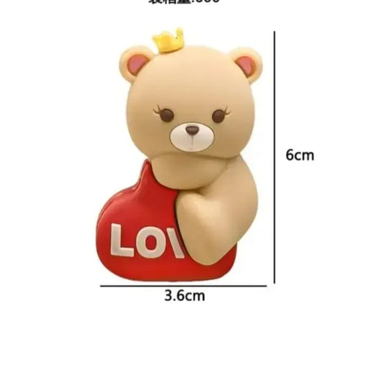 Princess Bear Cake Topper – Beige Teddy With Red Heart Crown Ctt046C
